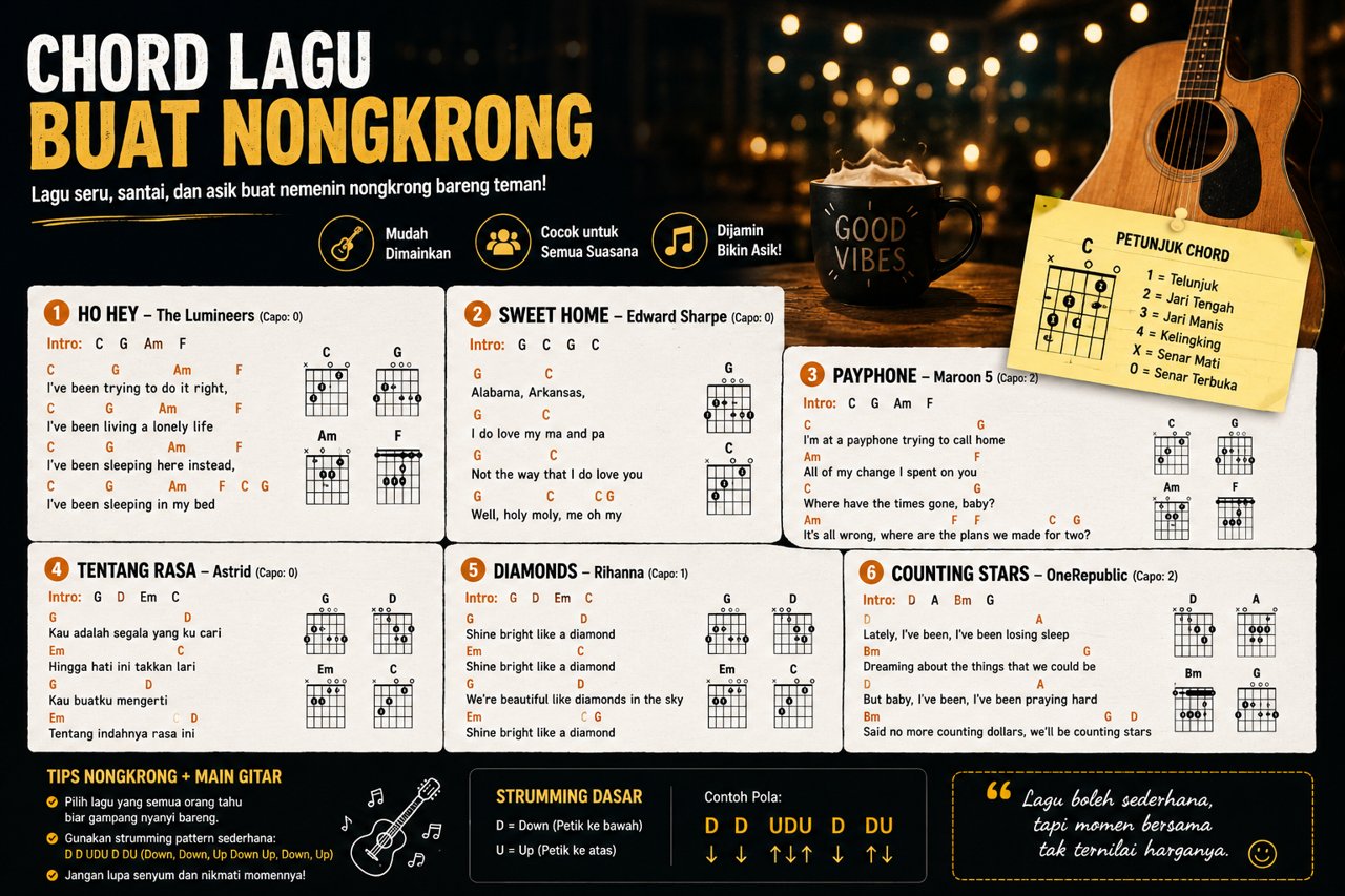 Chord Lagu Buat Nongkrong Paling Seru Untuk Gitaran Santai