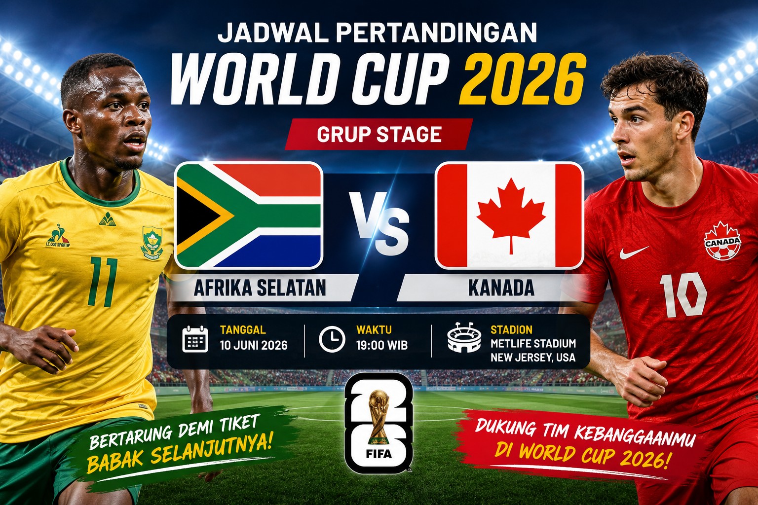 Jadwal Afrika Selatan Kanada Jadi Laga Menarik Babak 32