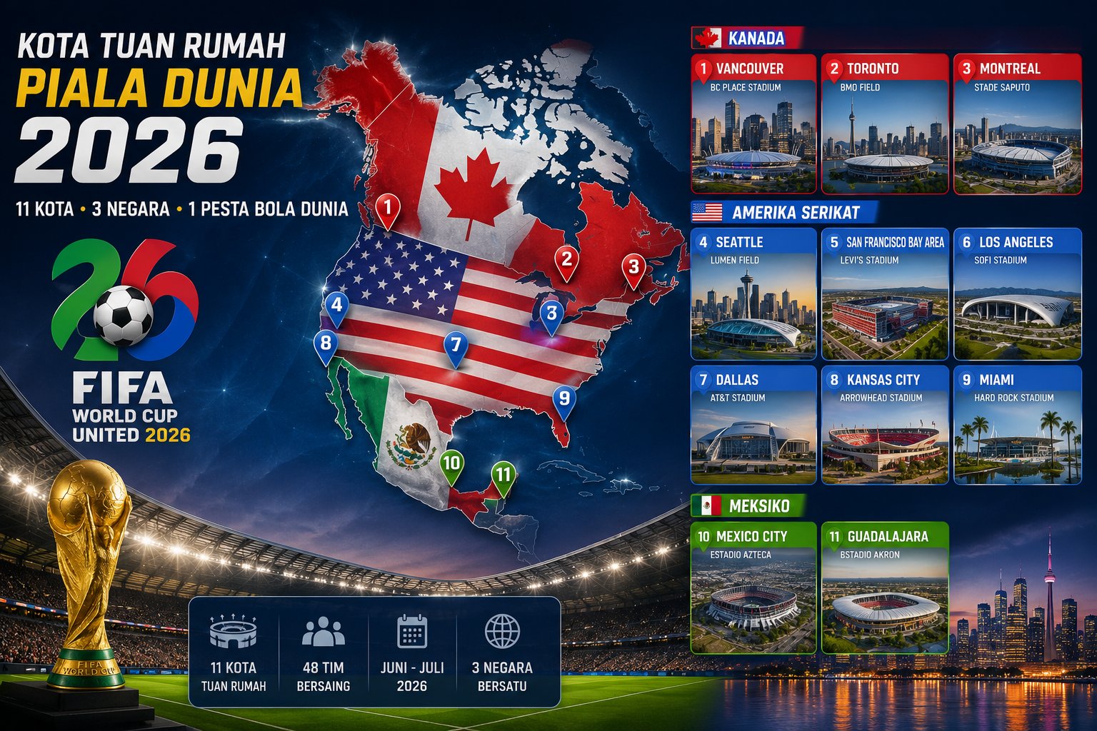 Kota Tuan Rumah Piala Dunia 2026 Jadi Sorotan Dunia