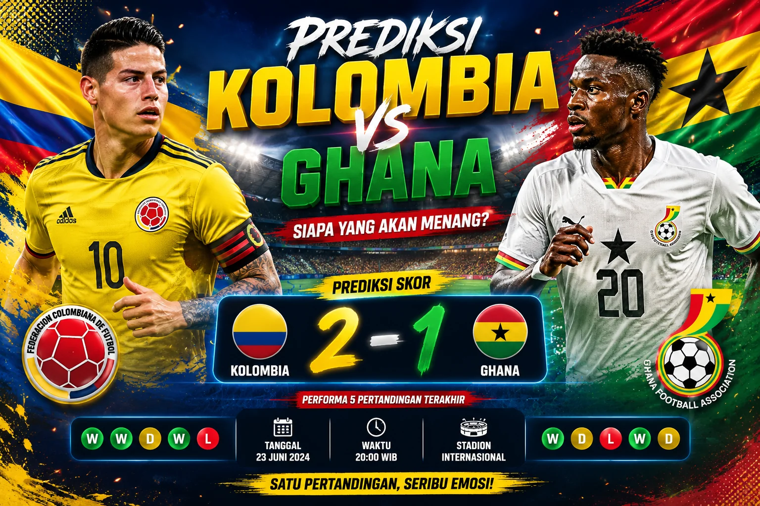 Prediksi Kolombia vs Ghana Jadi Laga Panas Dunia